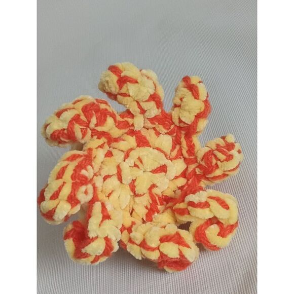 Handmade Small Yellow & Orange Soft Plush Mini Amigurumi Stuffed Crochet Octopus - Picture 6 of 8